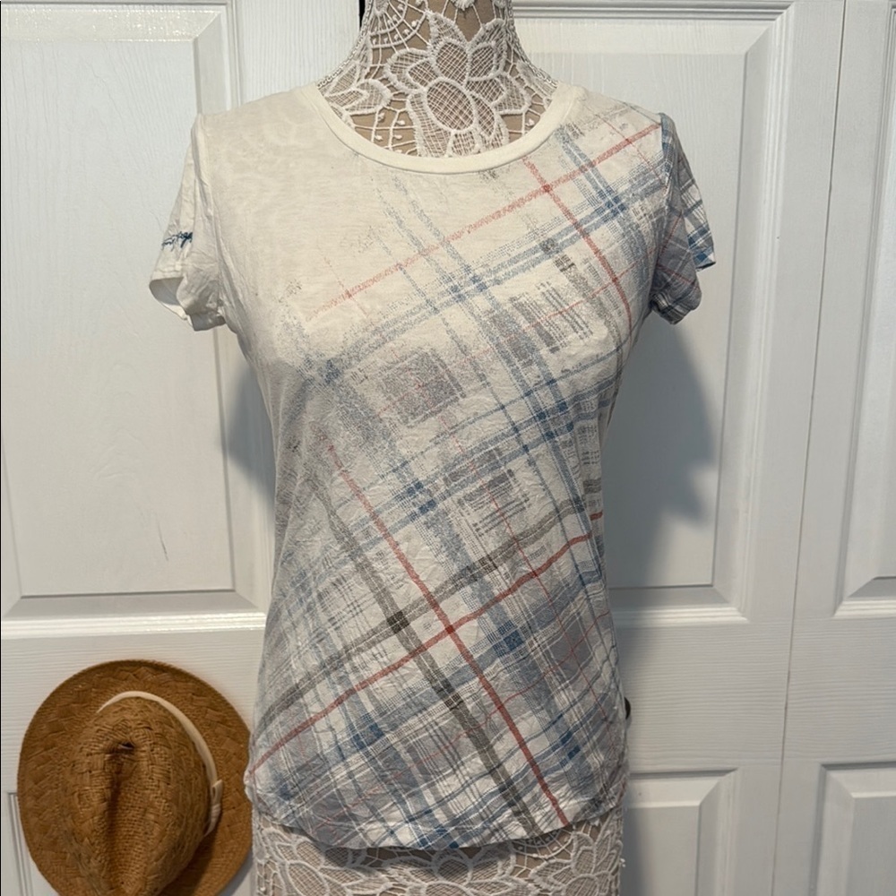 Tommy Hilfiger Plaid Short Sleeve Tee - Red, Blue, Gray
